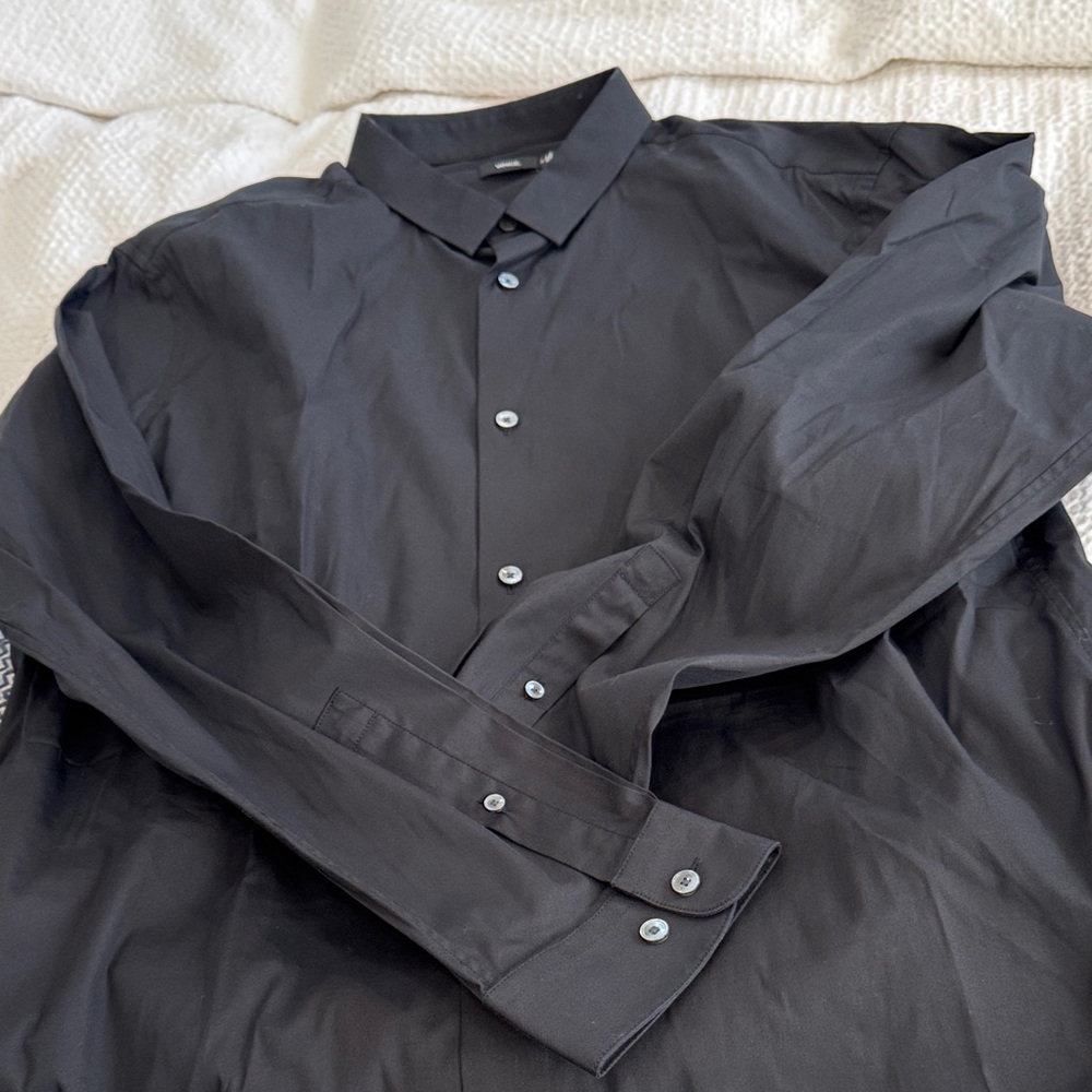 Vince Black Dress Stretch/Cotton Shirt for Men